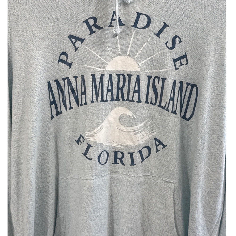 Ocean Drive Anna Maria Island Florida Hoodie Light Blue Heather Graphic Large - Picture 2 of 8
